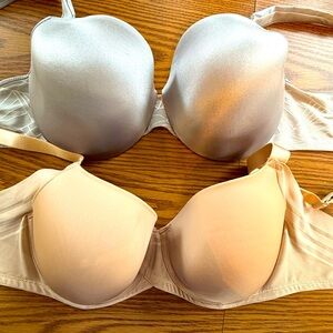 NWOT SET OF 2 - Elegant Bra Set - Silver and Cream, Underwire, Padded